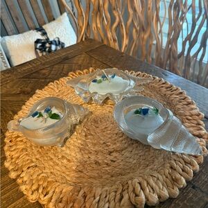 Source Unknown Glass Shell Candle Holders